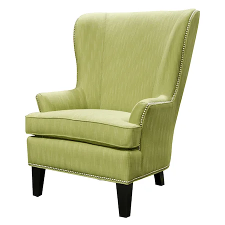 Wing Chair with Nailheads and Contemporary Style